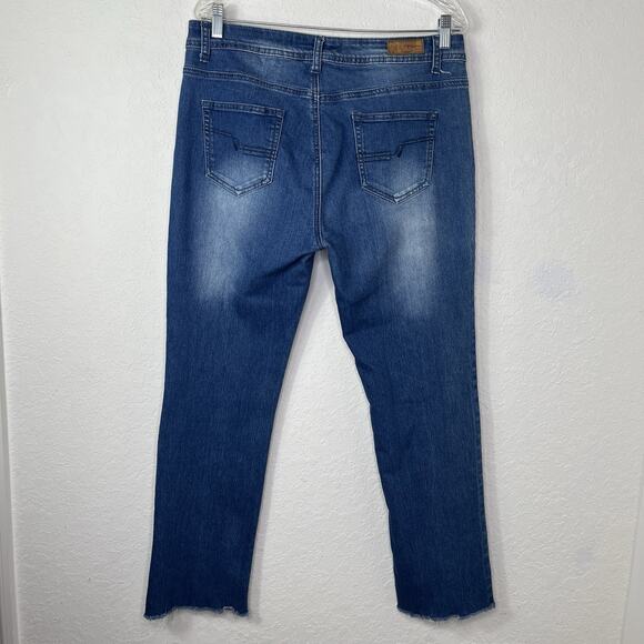 KY Creation high-waist Blue Jeans Straight Leg Raw Hem Size XXL-T5, Cotton blend - Picture 4 of 8